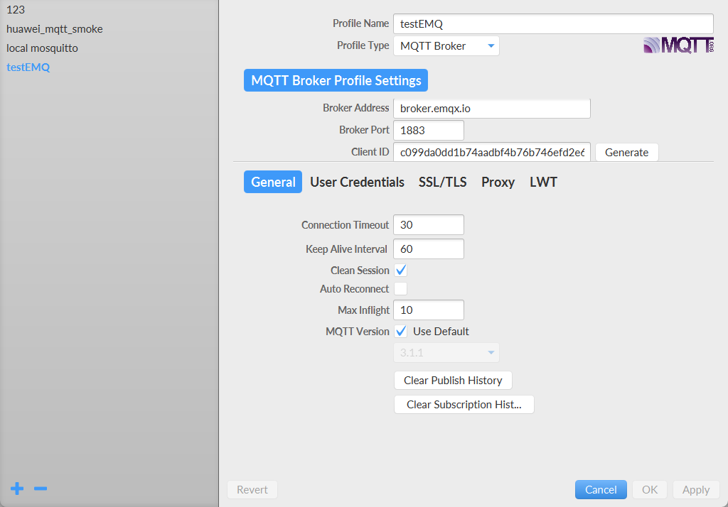 MQTT 客户端设置